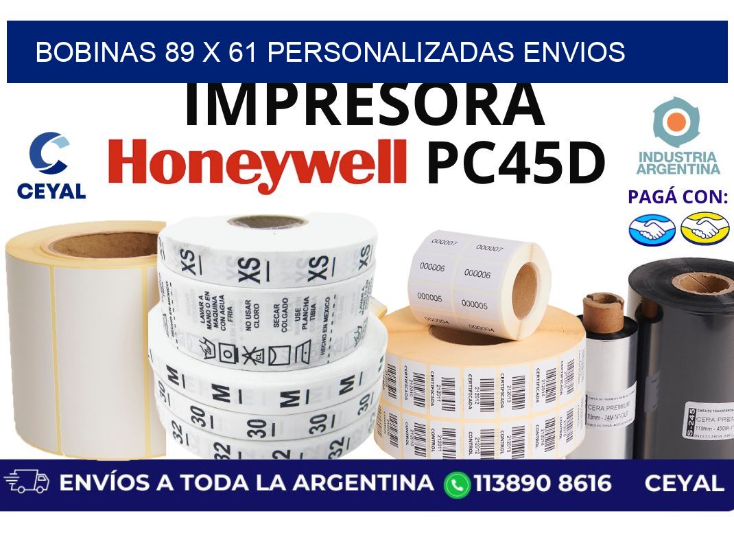 bobinas 89 x 61 personalizadas envios