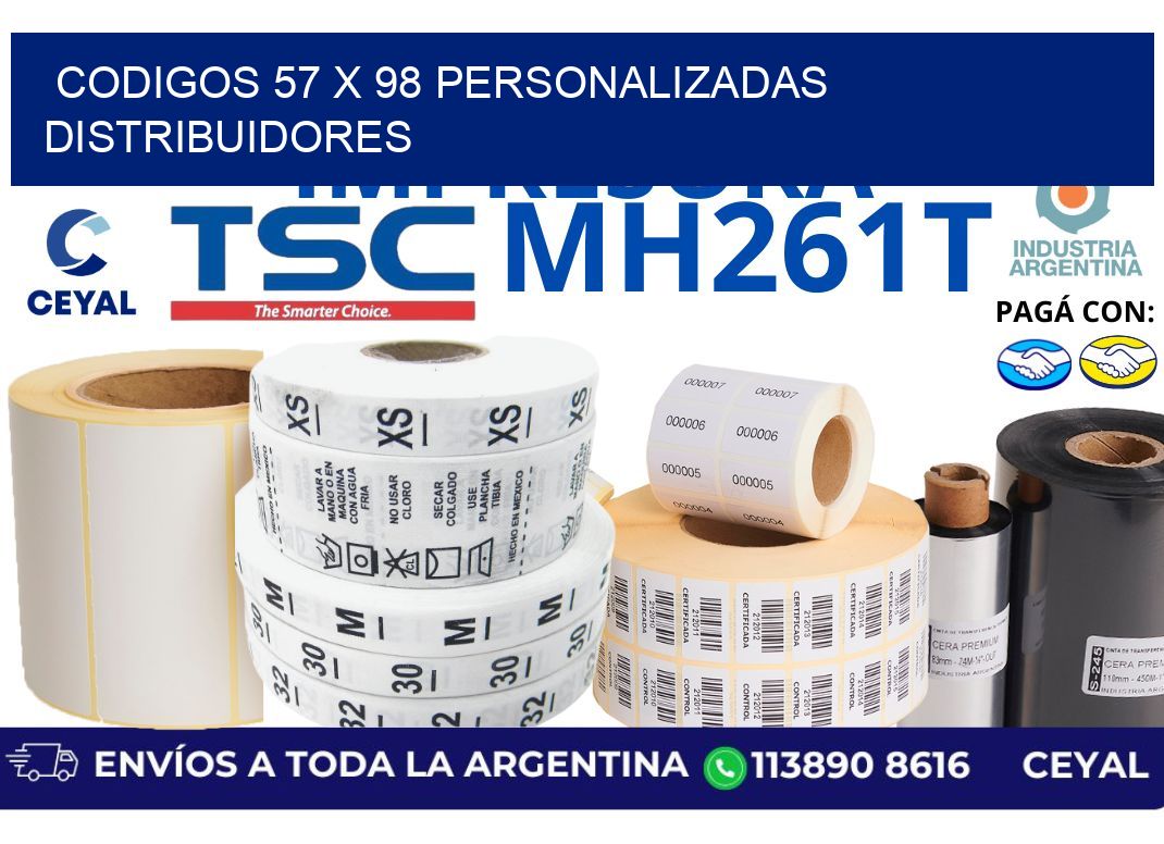 codigos 57 x 98 personalizadas distribuidores