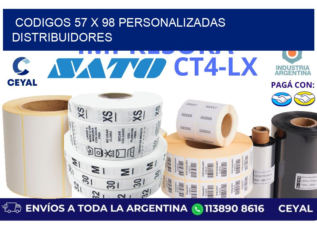 codigos 57 x 98 personalizadas distribuidores
