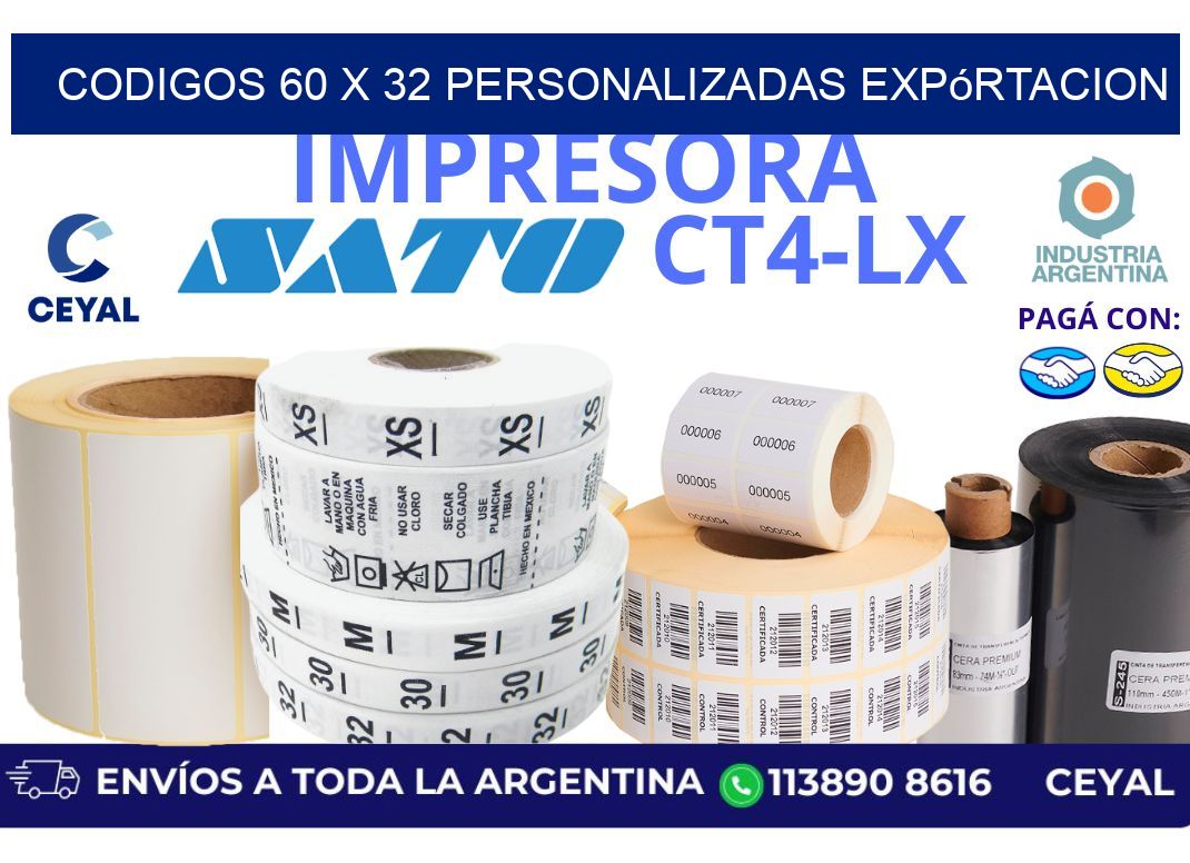 codigos 60 x 32 personalizadas expórtacion