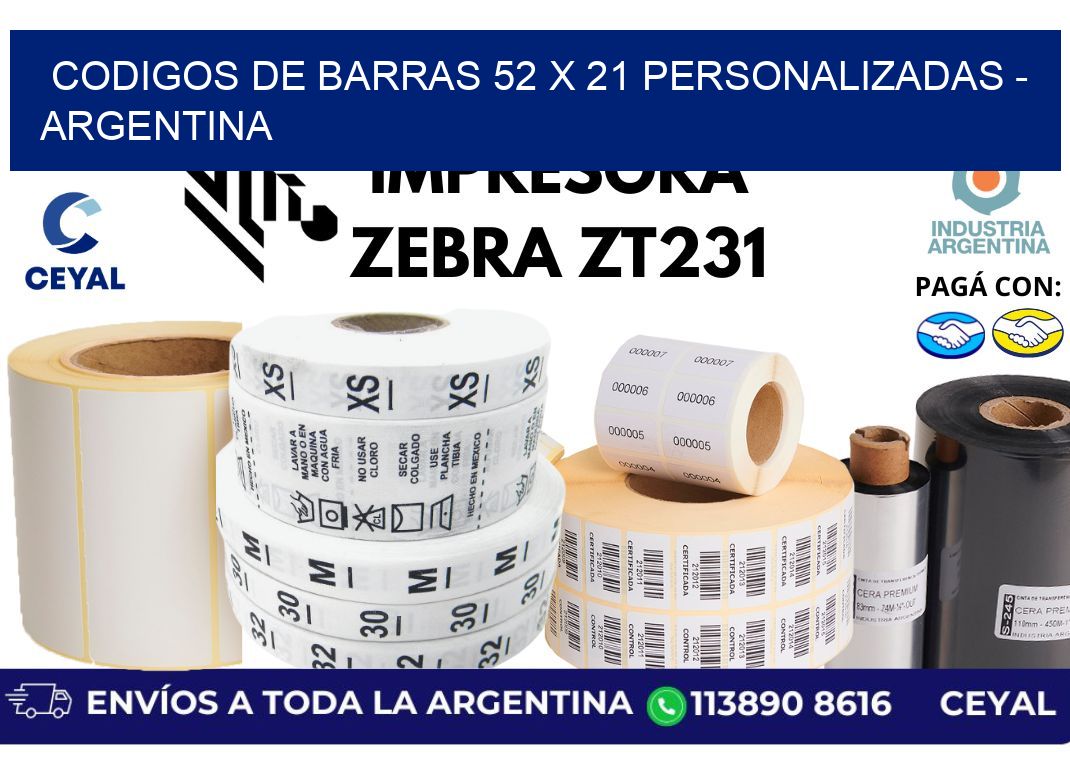 codigos de barras 52 x 21 personalizadas - Argentina
