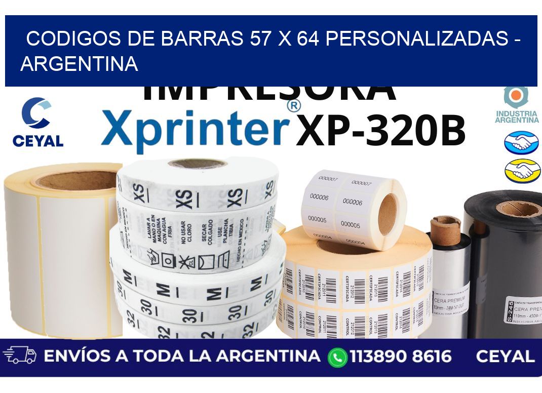 codigos de barras 57 x 64 personalizadas - Argentina