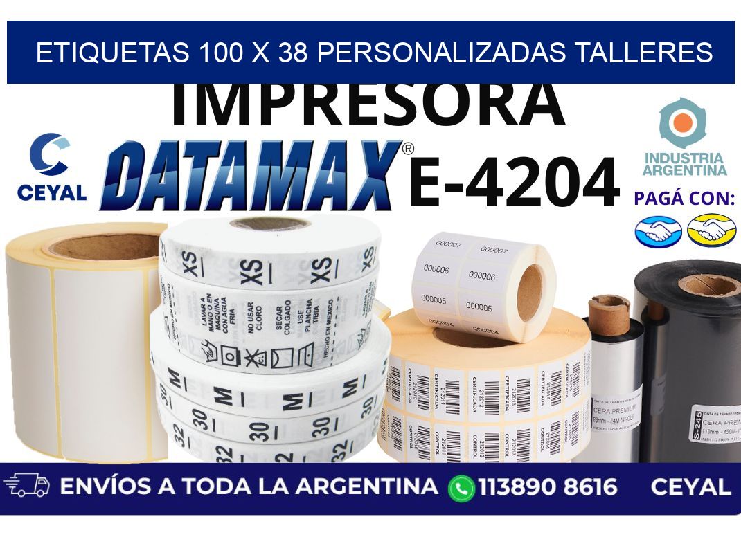etiquetas 100 x 38 personalizadas talleres
