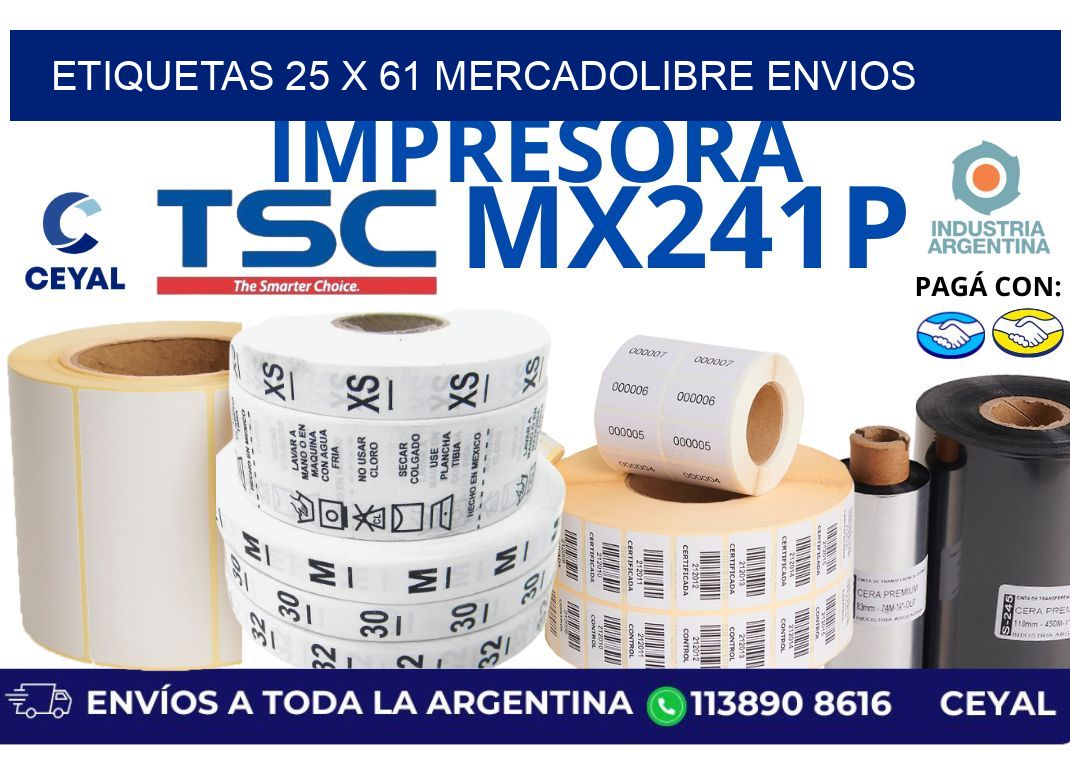 etiquetas 25 x 61 mercadolibre envios