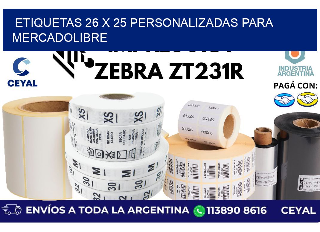 etiquetas 26 x 25 personalizadas para mercadolibre