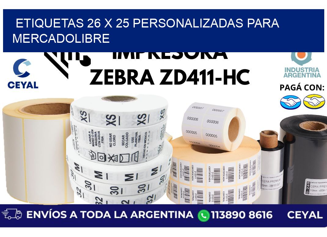 etiquetas 26 x 25 personalizadas para mercadolibre