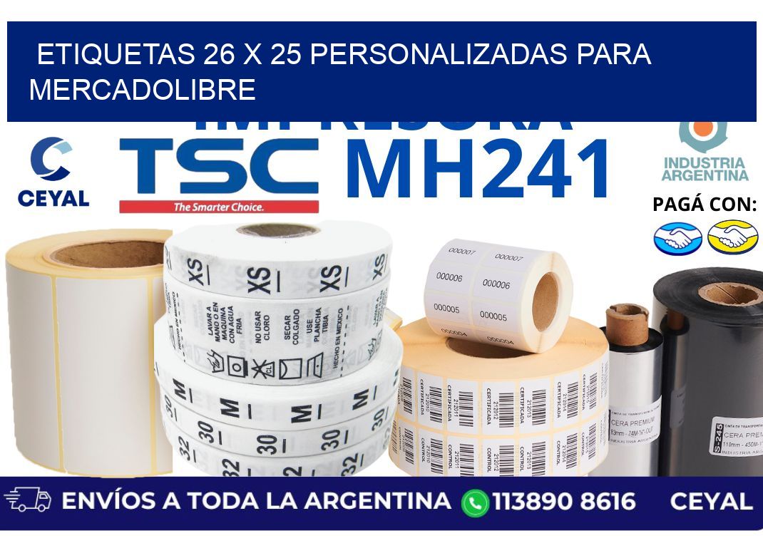 etiquetas 26 x 25 personalizadas para mercadolibre