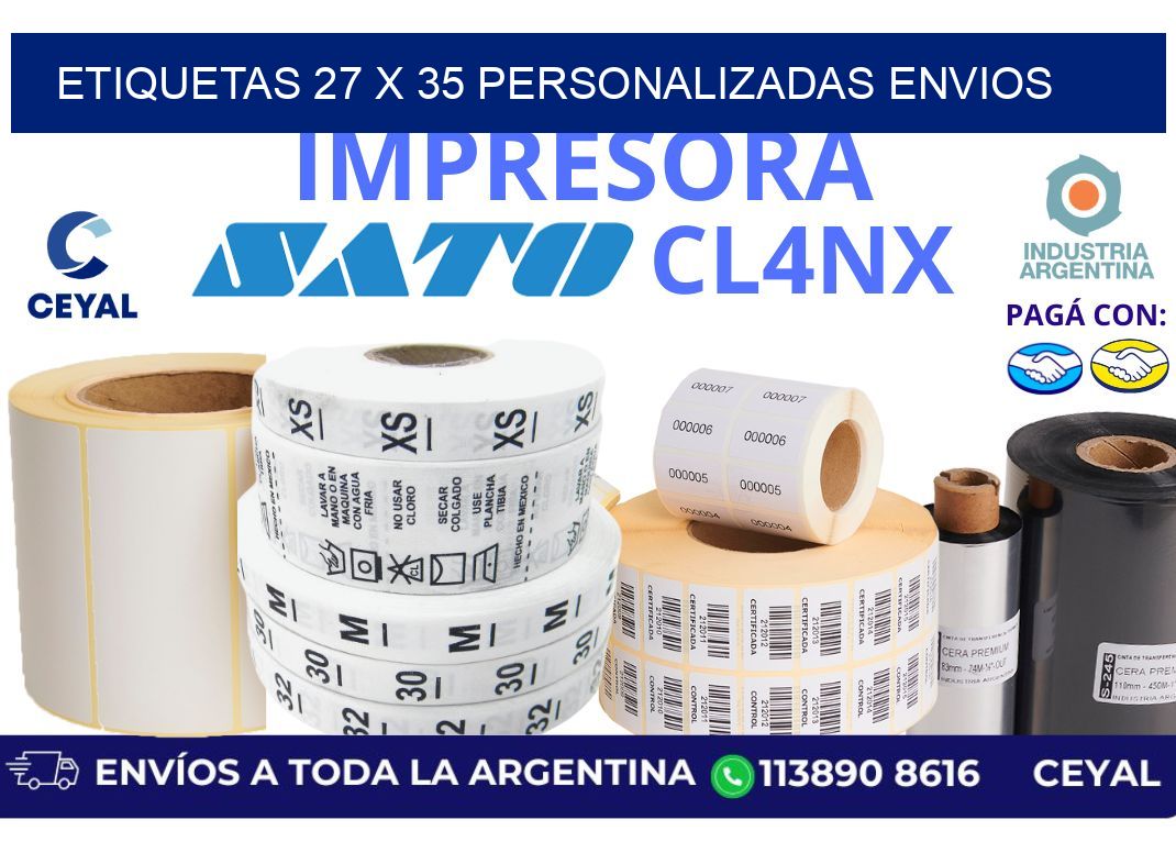 etiquetas 27 x 35 personalizadas envios