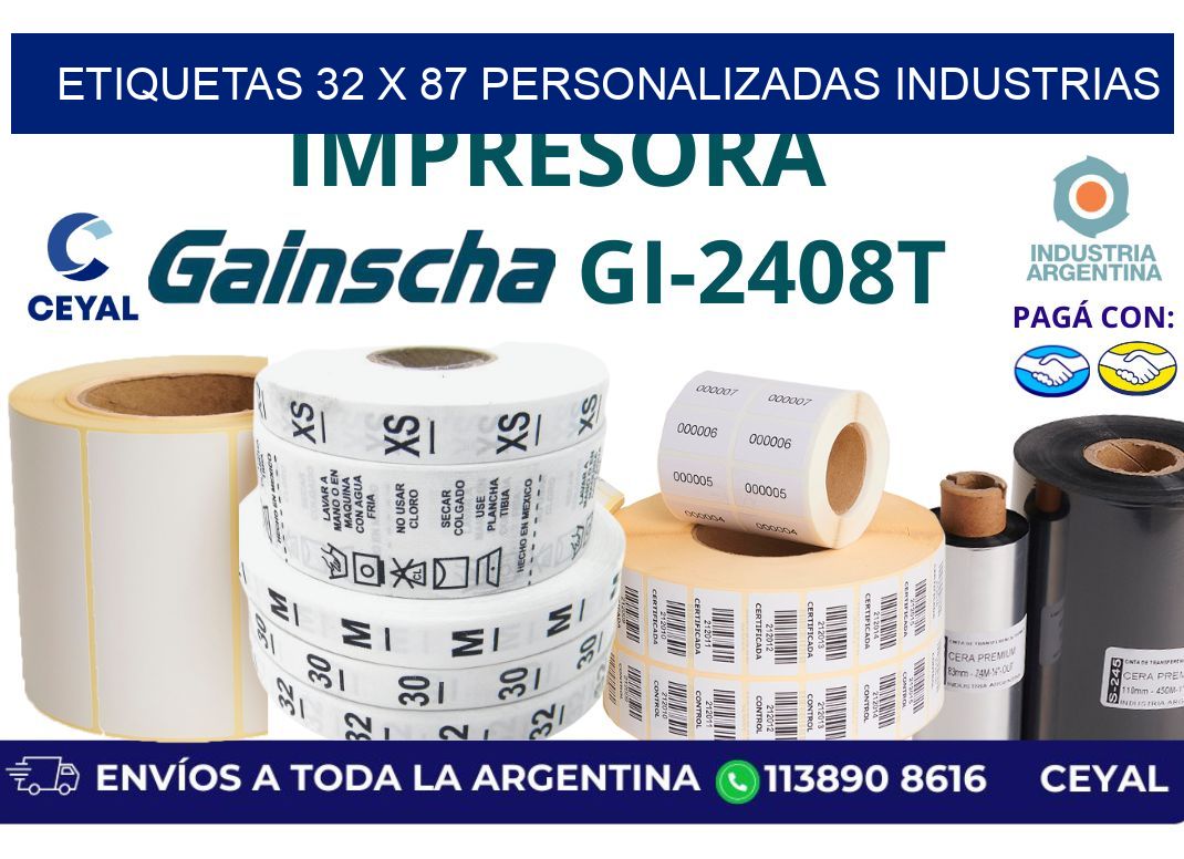etiquetas 32 x 87 personalizadas industrias