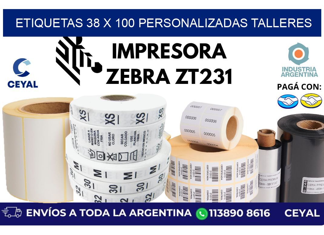 etiquetas 38 x 100 personalizadas talleres