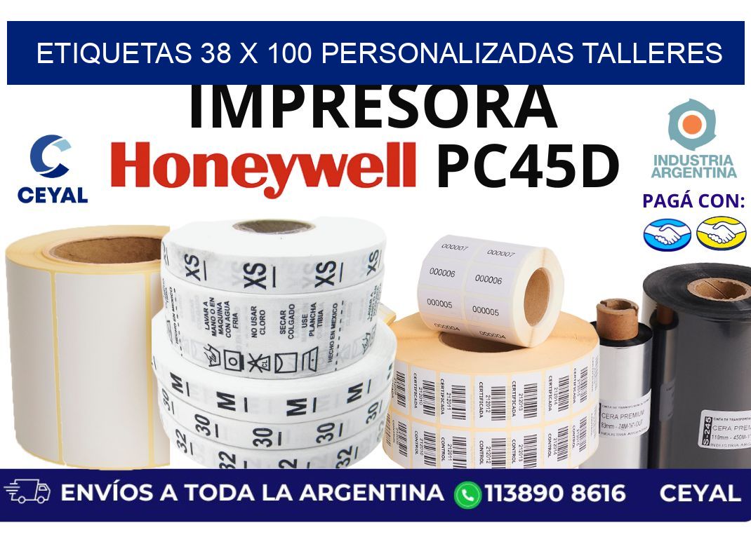etiquetas 38 x 100 personalizadas talleres
