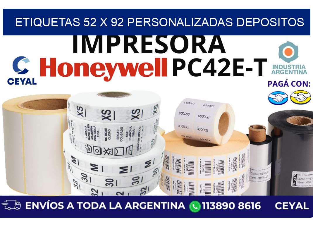 etiquetas 52 x 92 personalizadas depositos