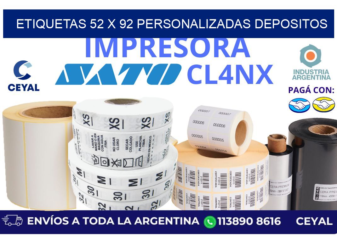 etiquetas 52 x 92 personalizadas depositos