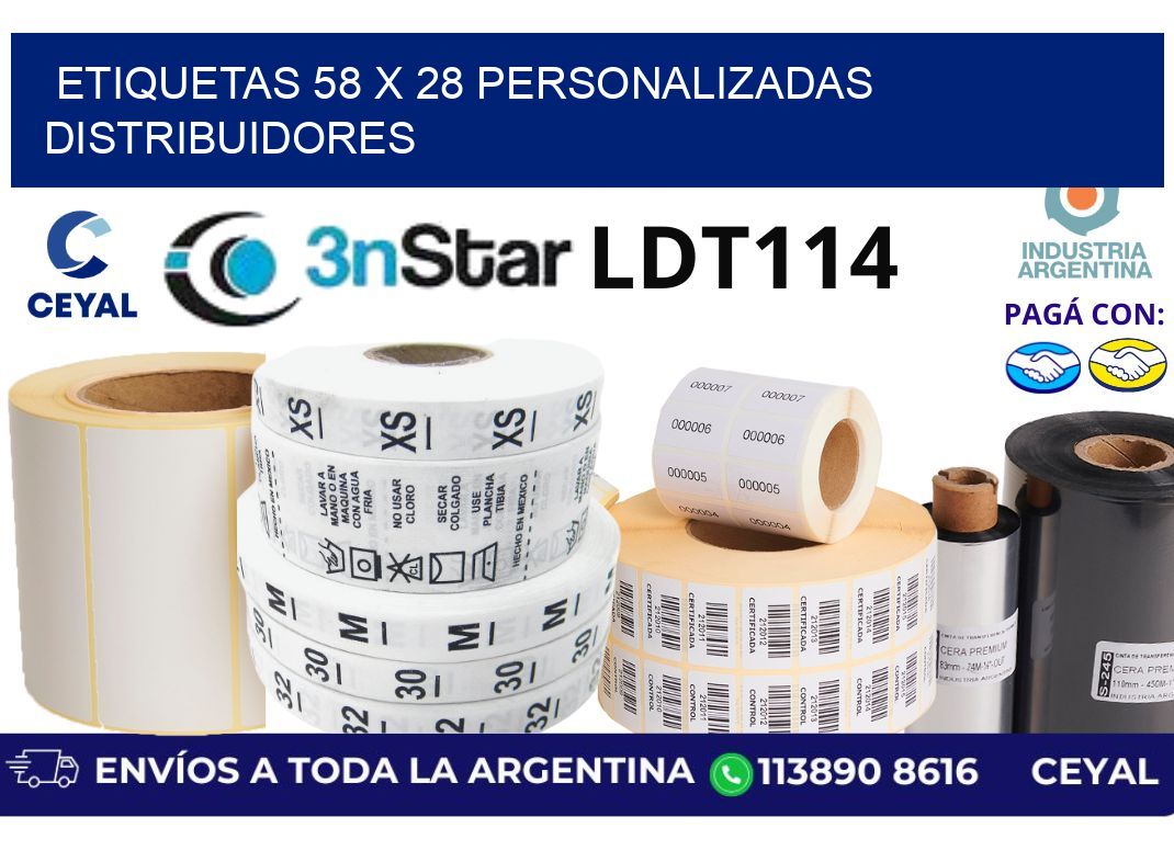 etiquetas 58 x 28 personalizadas distribuidores
