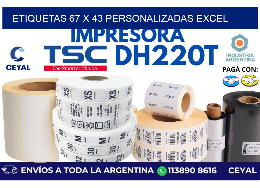 etiquetas 67 x 43 personalizadas excel