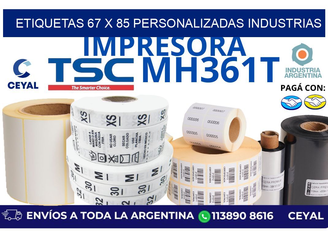 etiquetas 67 x 85 personalizadas industrias