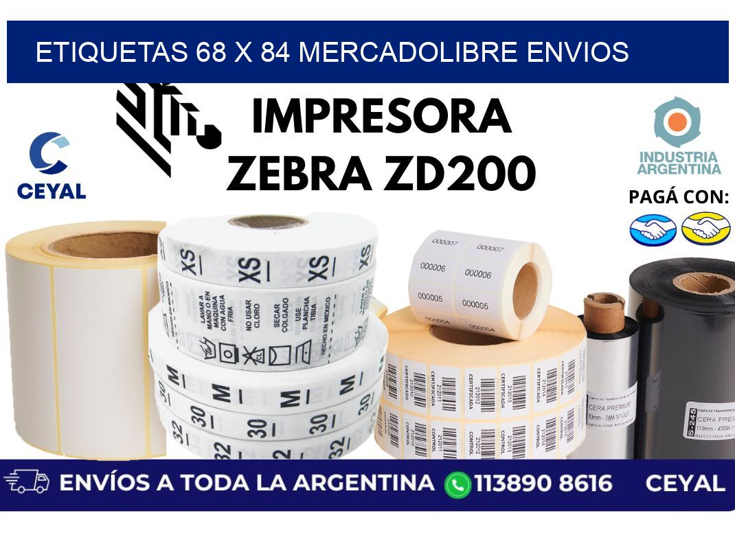 etiquetas 68 x 84 mercadolibre envios