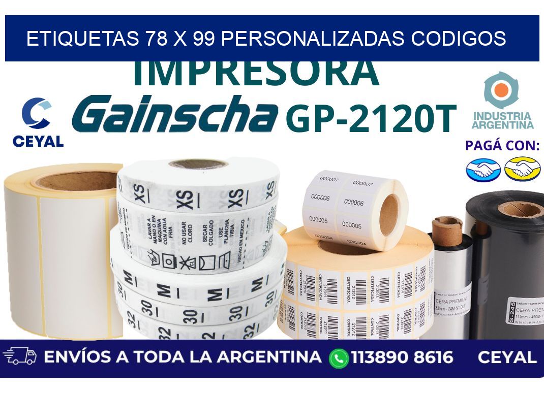 etiquetas 78 x 99 personalizadas codigos