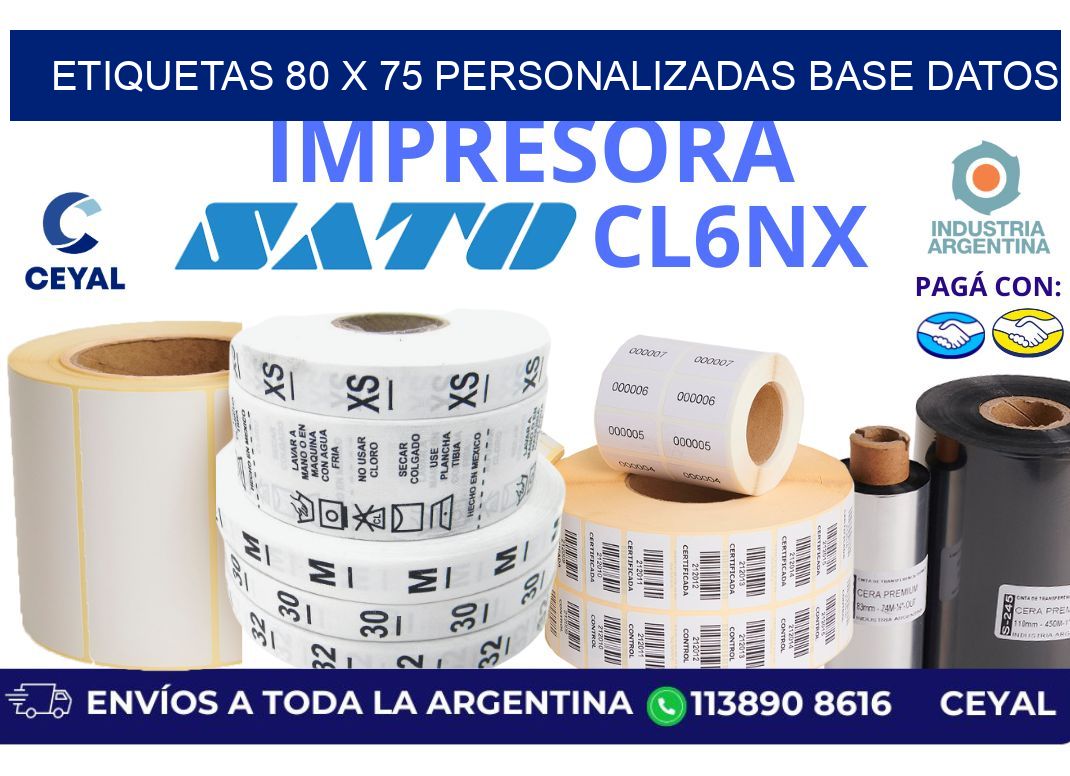 etiquetas 80 x 75 personalizadas base datos