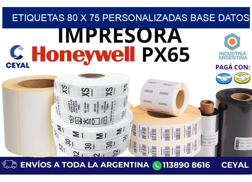 etiquetas 80 x 75 personalizadas base datos