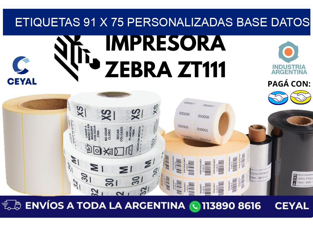etiquetas 91 x 75 personalizadas base datos