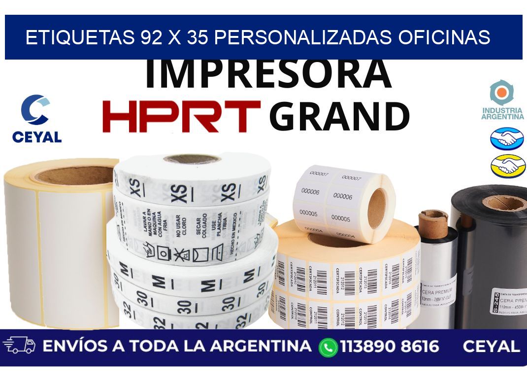 etiquetas 92 x 35 personalizadas oficinas