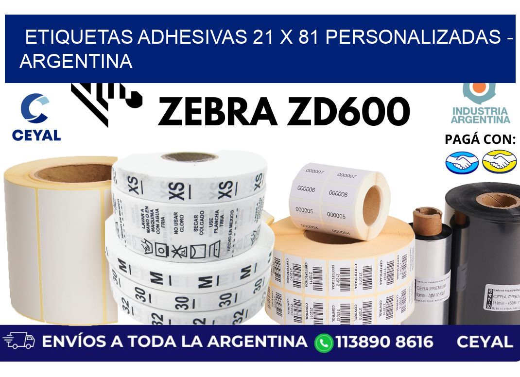 etiquetas adhesivas 21 x 81 personalizadas - Argentina