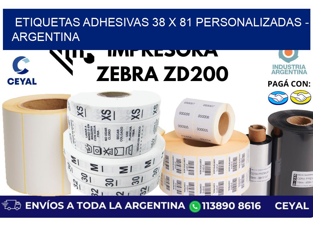 etiquetas adhesivas 38 x 81 personalizadas - Argentina
