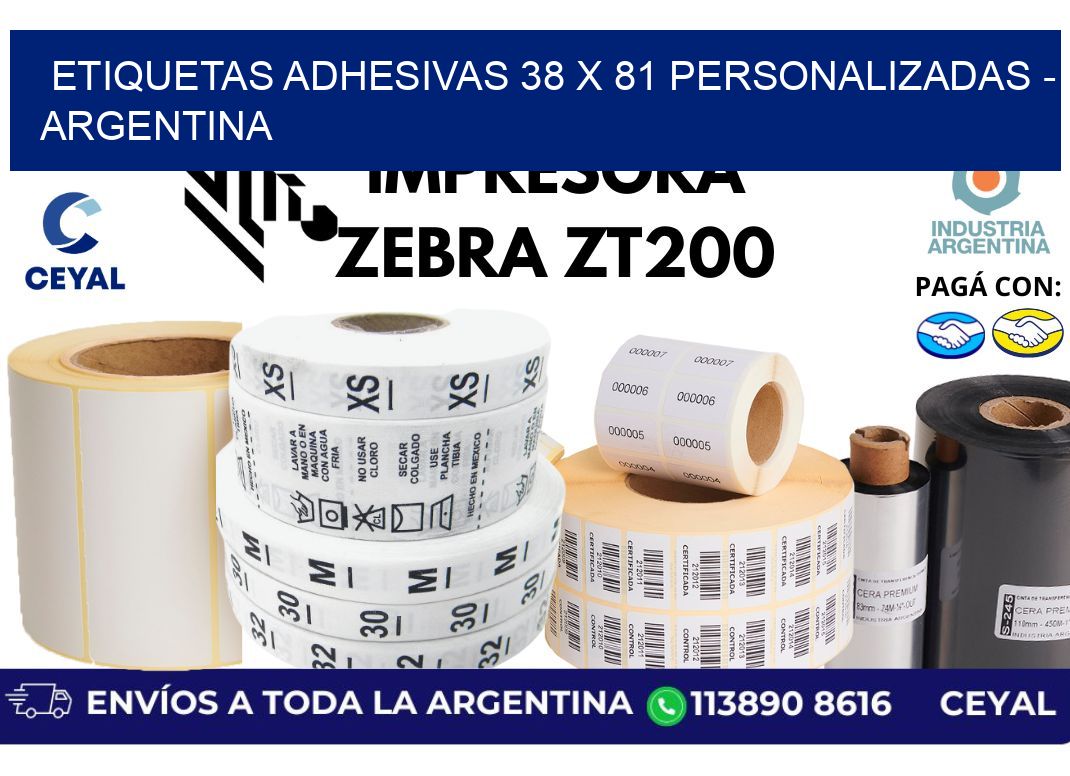 etiquetas adhesivas 38 x 81 personalizadas – Argentina