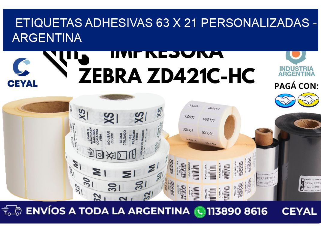 etiquetas adhesivas 63 x 21 personalizadas - Argentina