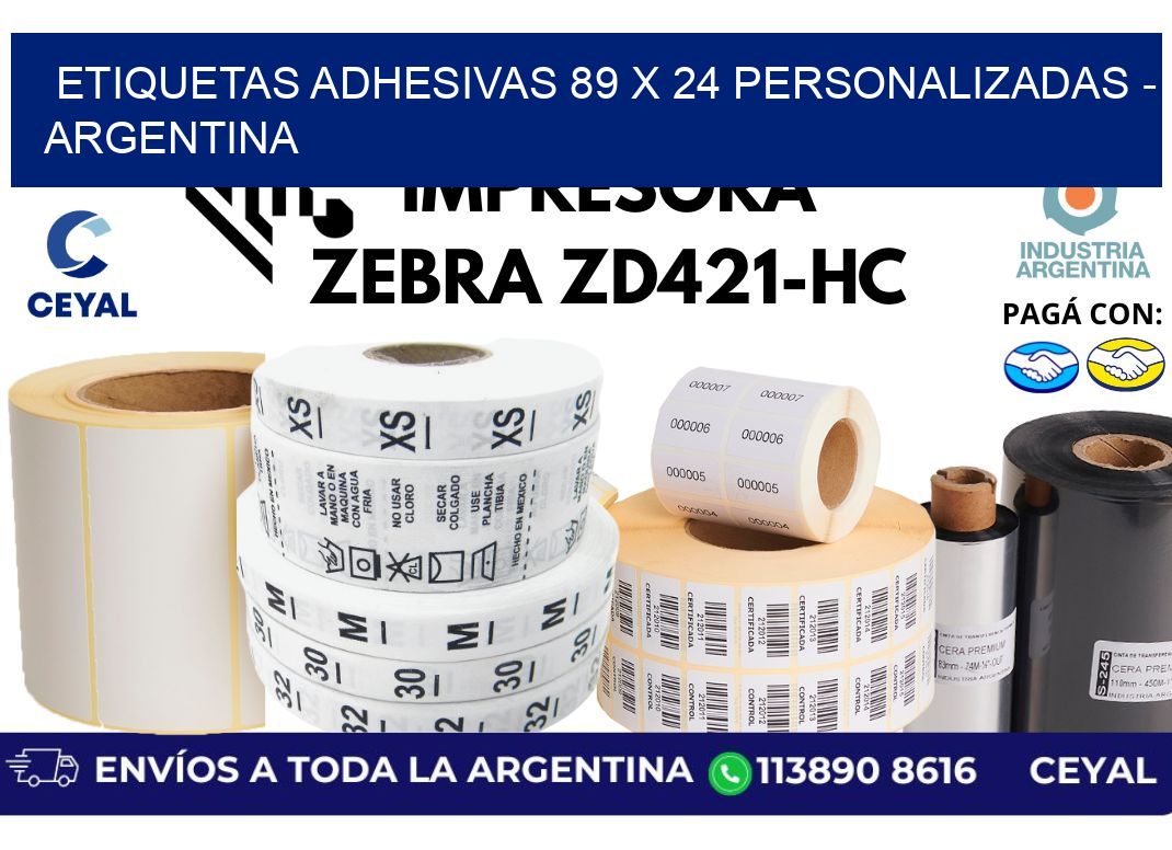 etiquetas adhesivas 89 x 24 personalizadas - Argentina