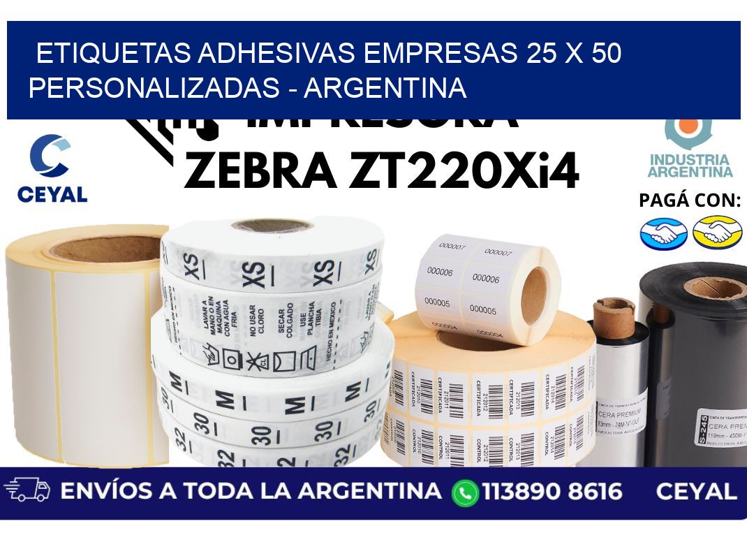 etiquetas adhesivas empresas 25 x 50 personalizadas - Argentina