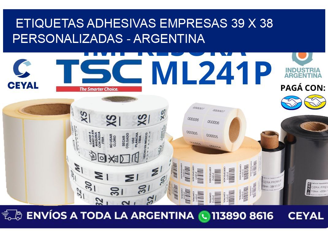 etiquetas adhesivas empresas 39 x 38 personalizadas - Argentina