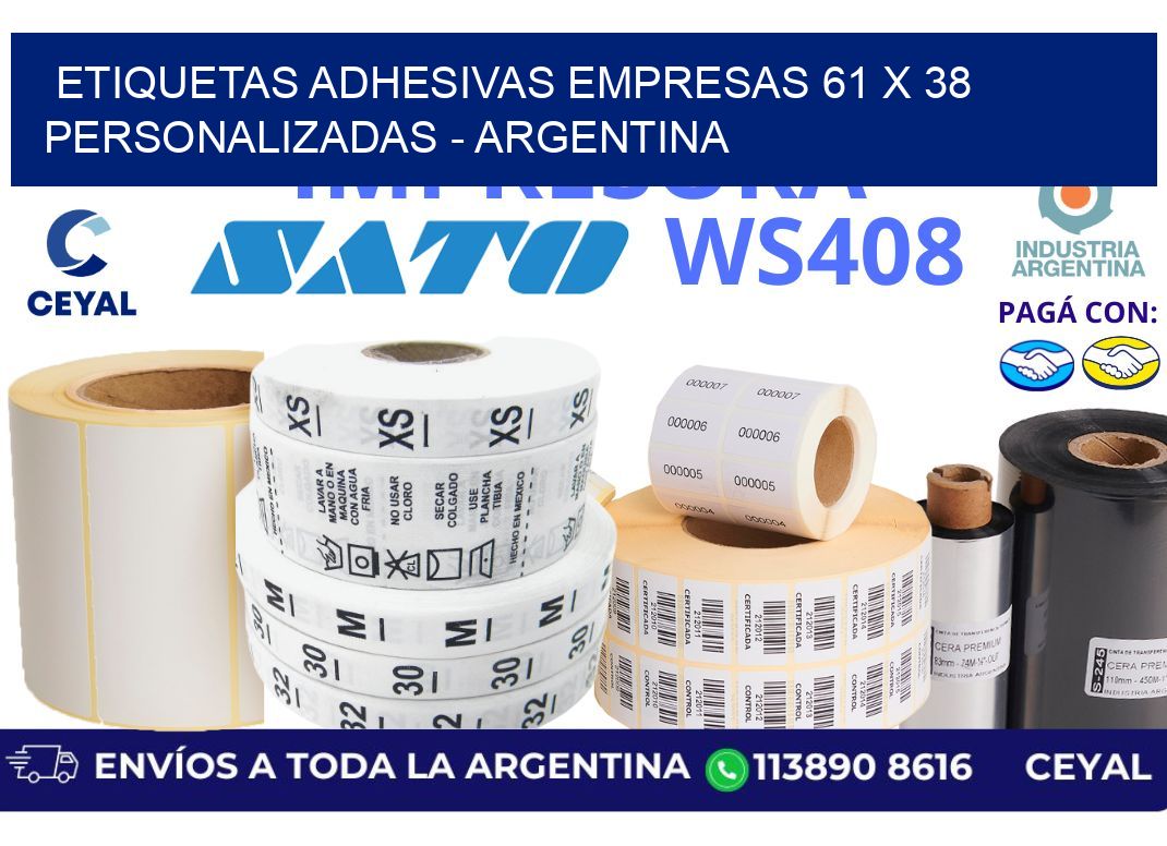 etiquetas adhesivas empresas 61 x 38 personalizadas - Argentina