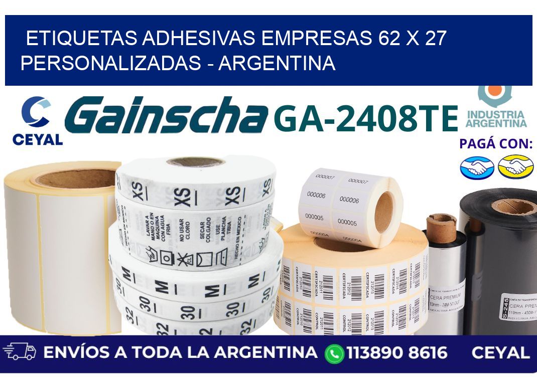etiquetas adhesivas empresas 62 x 27 personalizadas - Argentina