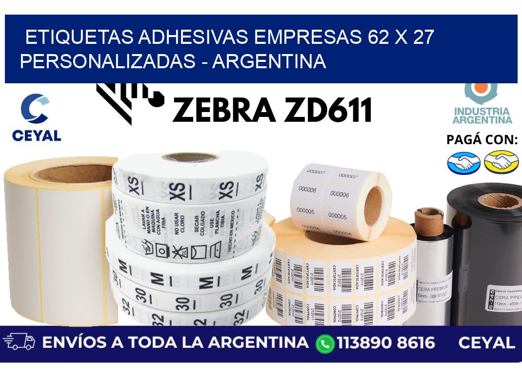 etiquetas adhesivas empresas 62 x 27 personalizadas – Argentina