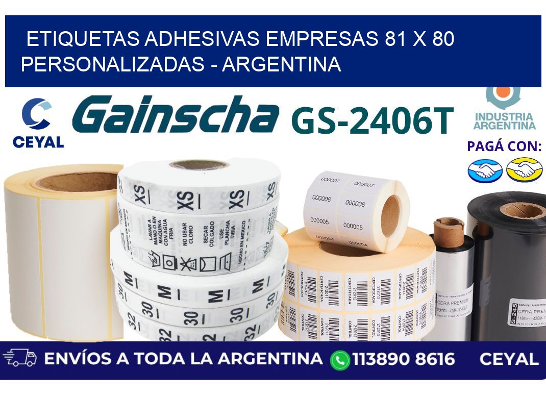 etiquetas adhesivas empresas 81 x 80 personalizadas - Argentina