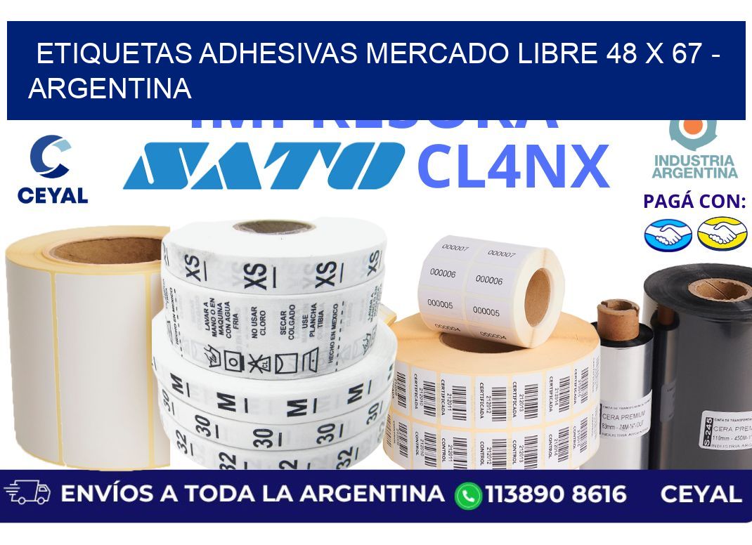 etiquetas adhesivas mercado libre 48 x 67 - Argentina