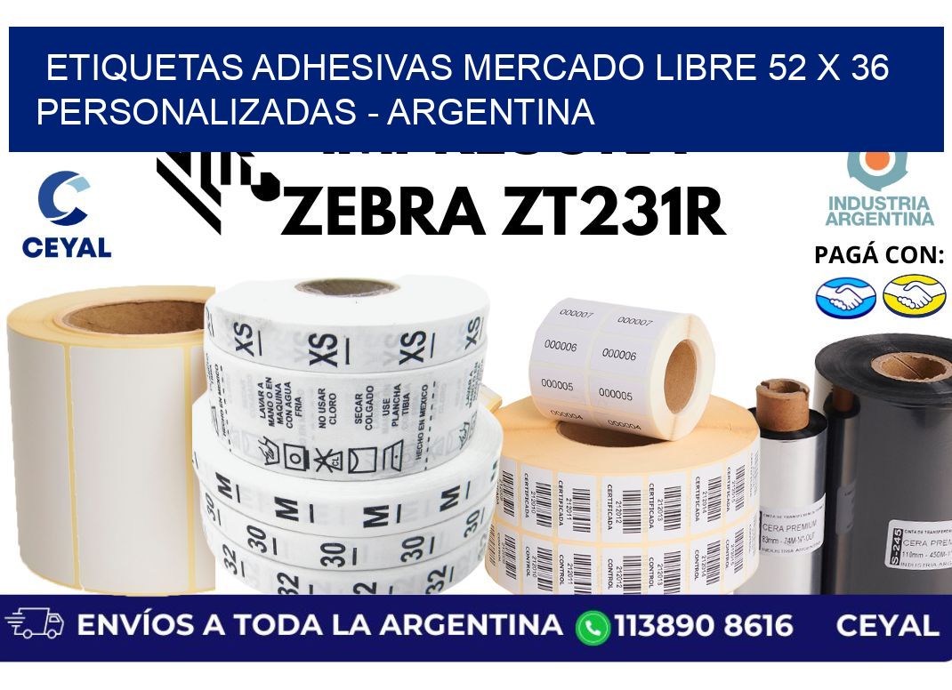 etiquetas adhesivas mercado libre 52 x 36 personalizadas - Argentina
