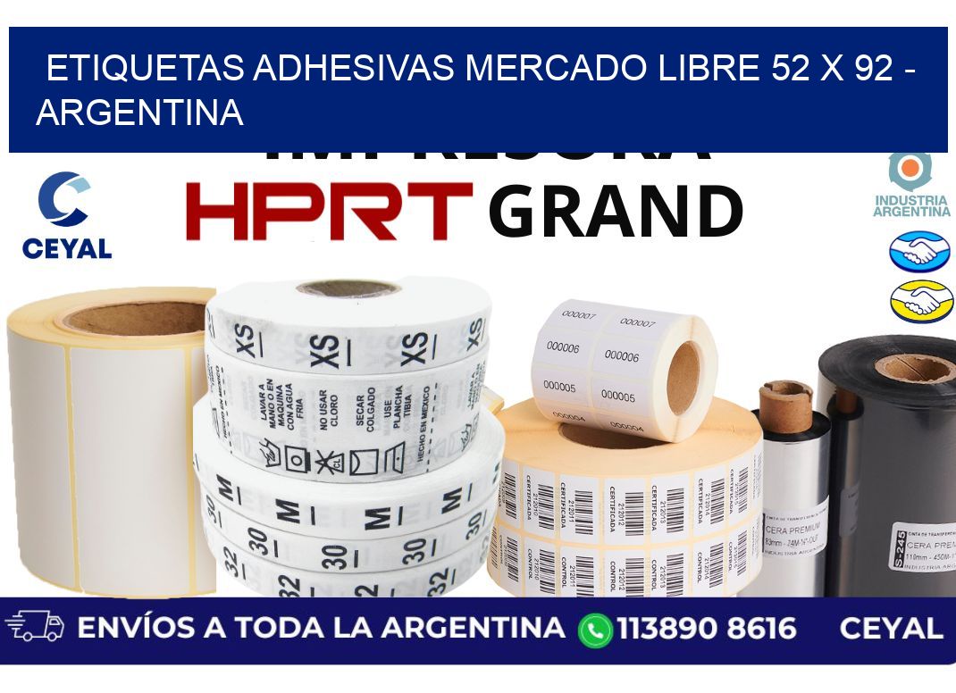 etiquetas adhesivas mercado libre 52 x 92 - Argentina