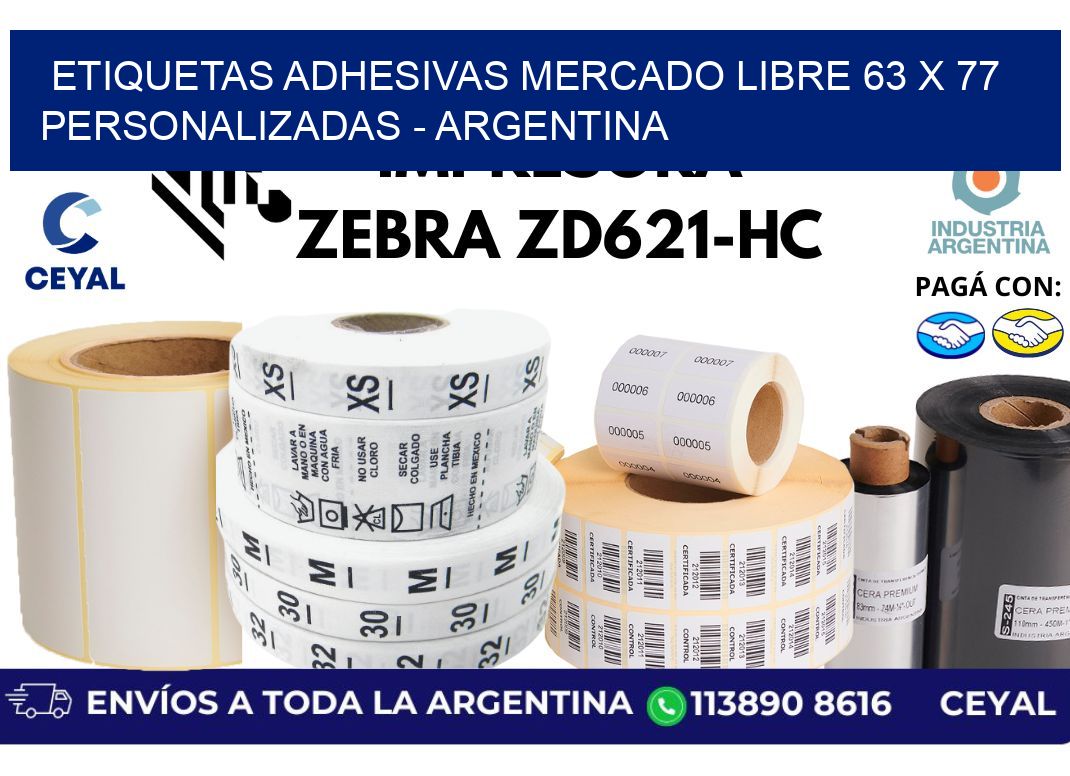 etiquetas adhesivas mercado libre 63 x 77 personalizadas - Argentina