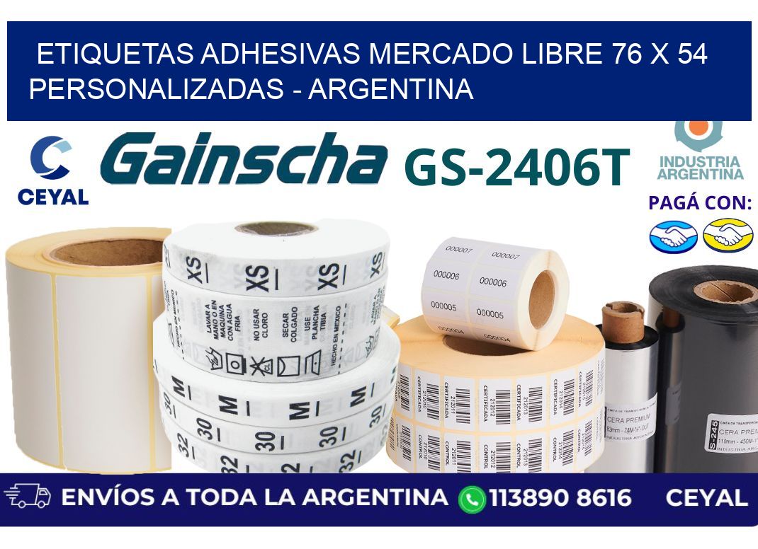 etiquetas adhesivas mercado libre 76 x 54 personalizadas – Argentina