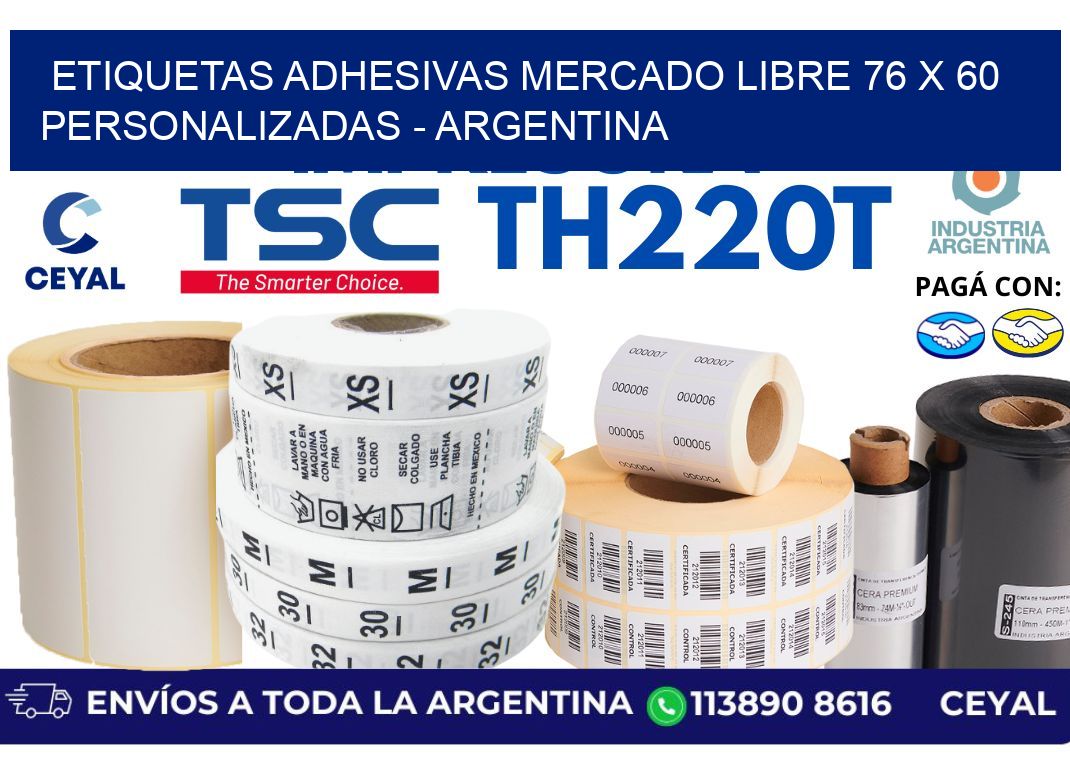 etiquetas adhesivas mercado libre 76 x 60 personalizadas - Argentina