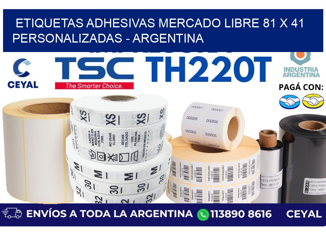 etiquetas adhesivas mercado libre 81 x 41 personalizadas - Argentina