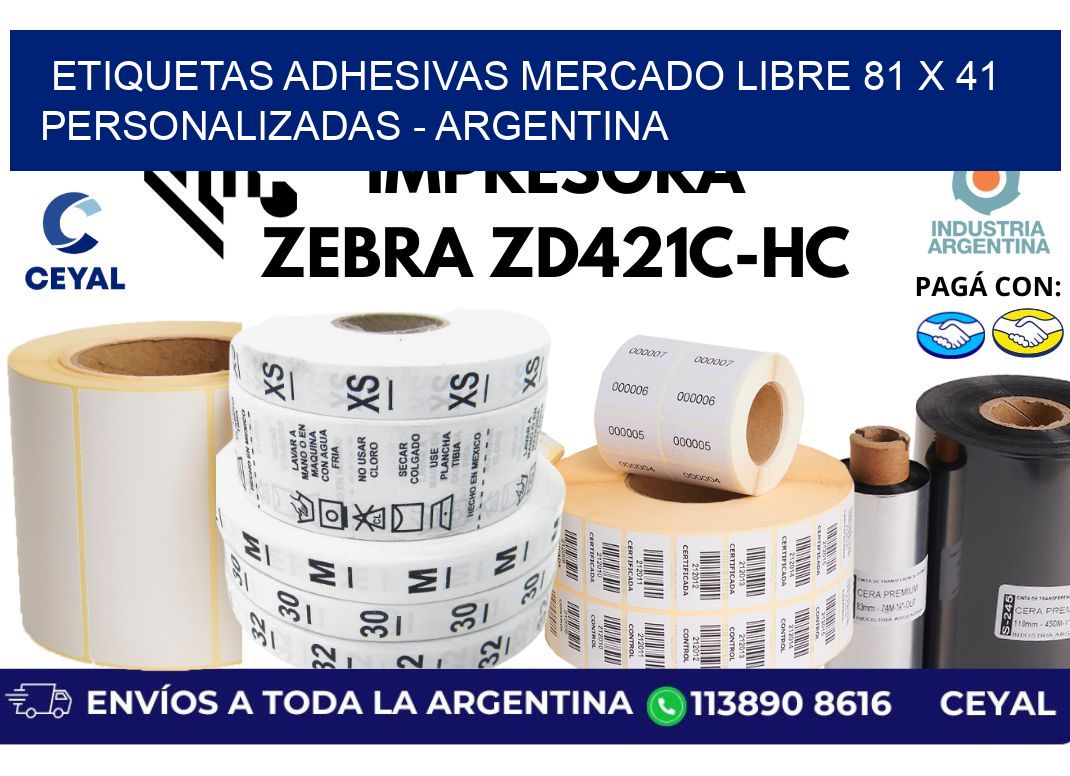etiquetas adhesivas mercado libre 81 x 41 personalizadas – Argentina