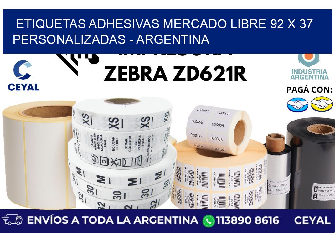 etiquetas adhesivas mercado libre 92 x 37 personalizadas - Argentina