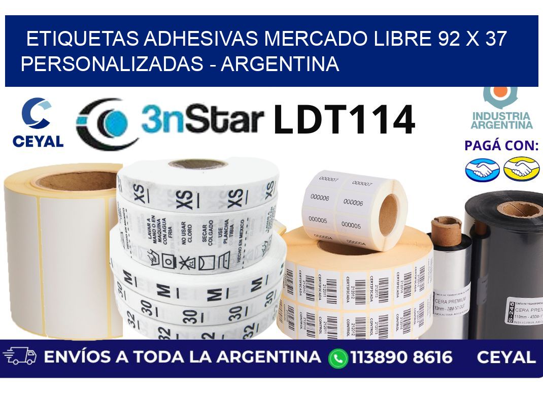 etiquetas adhesivas mercado libre 92 x 37 personalizadas – Argentina