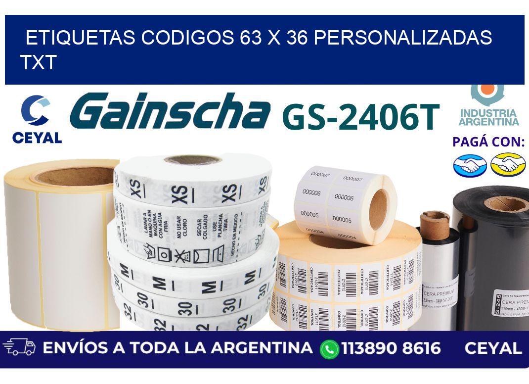 etiquetas codigos 63 x 36 personalizadas txt