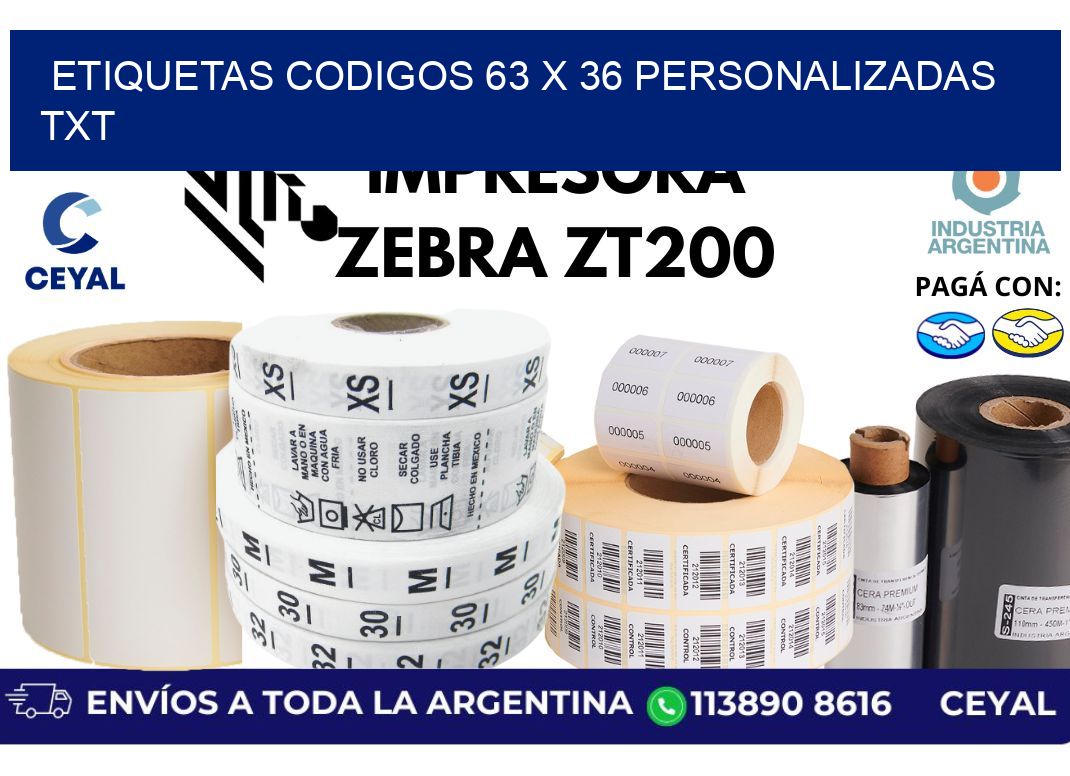 etiquetas codigos 63 x 36 personalizadas txt