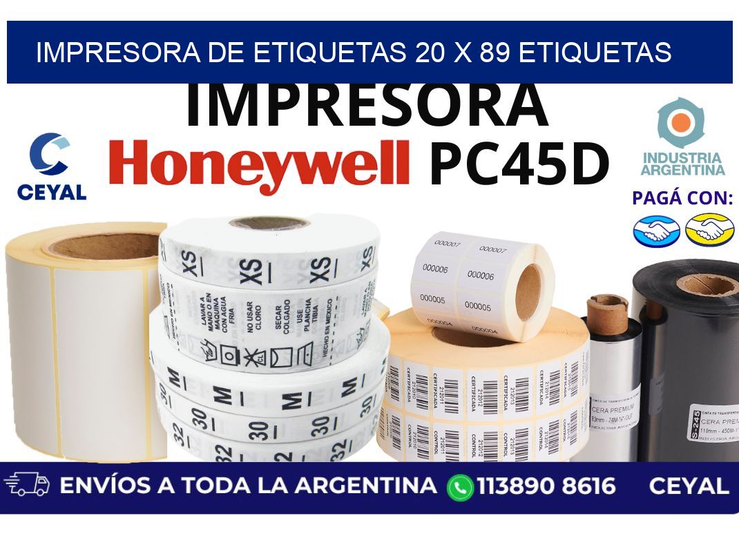 impresora de etiquetas 20 x 89 etiquetas